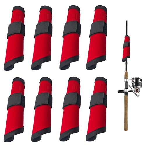 8PCS 5.9 Inch Red Fishing Lure Covers, Hook Bait Storage Protectors, Lure Wraps Safety Sleeve for Fishing Rod Protection and Transport - color: Red