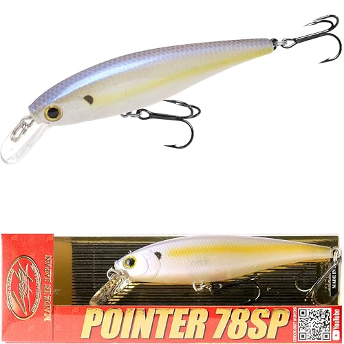LUCKY CRAFT Pointer 78SP Fishing Lures, 3” Jerkbait Freshwater Bass & Trout Lures, Suspending 4ft–5ft Depth, Jerkbait with Walk-the-Dog Action, Precision Bass Fishing Gear and Accessories - color: 250 Chartreuse Shad, size: PT78
