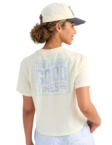 HUK Womens Short Sleeve Performance Tee, Fishing T-Shirt for Women - color: Tight Lines - Egret, size: X-Small