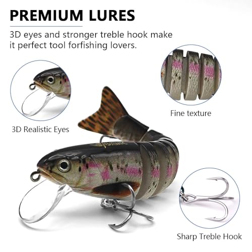 Fishing Lures for Freshwater and Saltwater，Lifelike Swimbait Lures for Bass Trout Pike，Amazing Fishing Gifts for Fishman - size: B1-4.1''0.035lb