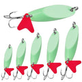 Fishing Spoon Lures, 8pcs Metal Spoon Fishing Lures Casting Trout Spoons with Treble Hooks Luminous Jigging Spoon Baits for Trout Bass Crappie Pike Walleye Saltwater Freshwater - size: 10g(3/8oz)-8pcs
