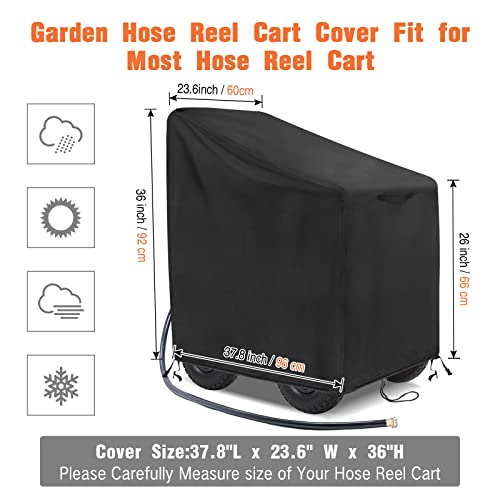 Garden Hose Reel Cart Cover, 600D Outdoor Hose Cart Covers for outside, Waterproof Anti-UV Hose Reel Cover, All Season Protection - 37.8"L x23.6"Wx 36"H - size: 37.8"L x23.6"Wx 36"H