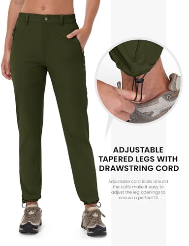 Rdruko Women's Hiking Pants Lightweight Quick Dry Water Resistant Outdoor Travel Fishing Pants with Pockets - color: 02 Army Green, size: XX-Large