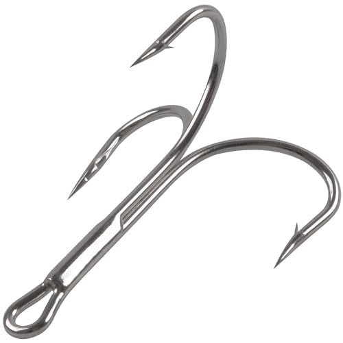 AGOOL Classic Treble Hooks -10/20pcs Saltwater Treble Hooks Silver Triple Barbed Fish Hook for Catfish Bass Trout Freshwater Saltwater Size 4/0-10/0 - size: 8/0-20pcs