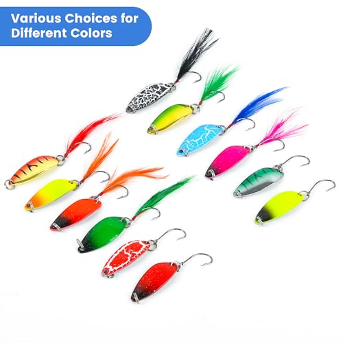 Doukado Premium Quality Fishing Lures, 12 Trout Spoons with Tackle Box, Versatile Fishing Gear for Anglers