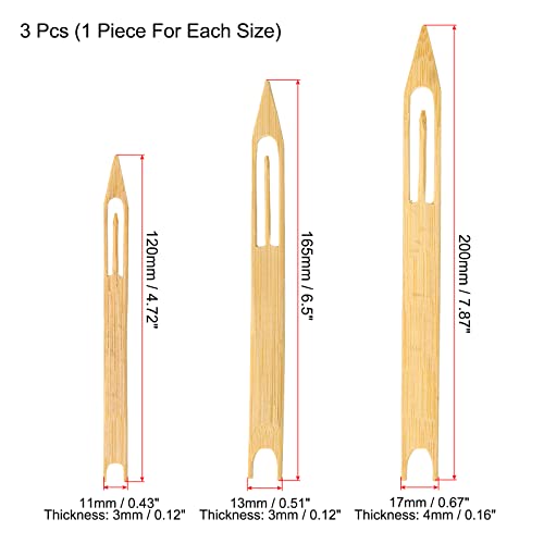 PATIKIL Netting Needle Shuttles Kit, Bamboo Fishing Net Repair Line Mending Tool - size: 120x11x3mm,165x13x3mm,200x17x5mm