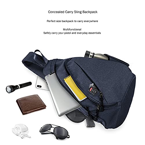 JESSIE & JAMES Peyton Crossbody Sling Backpack Concealed Carry Purse For Women Men Outdoor Chest Bag Shoulder Backpack - color: Navy