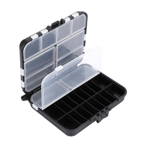 – Double-Sided Plastic Fishing Organizer with Compartments for Lures, Hooks & Jigs, Portable Storage Case for Fishing Accessories (4.72x4.13x1.38in)