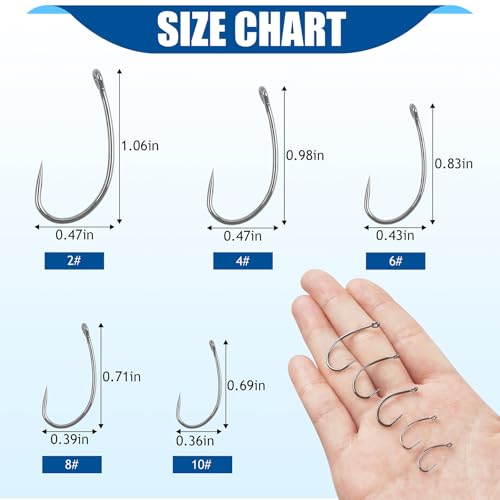 Barbless Fishing Hooks 200pcs High Carbon Steel Circle Curve Shank Trout Carp Fishing No Barb Small Fly Tying Hooks - size: 10#-200pcs