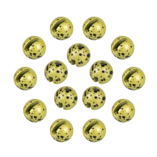 50pcs Tungsten Slotted Beads for Fly Tying, Sink Deeper and Faster 12 Colors/13 Sizes Slotted Tungsten Beads Fly Tying Beads Head Fly Tying Materials - color: Mottled Yellow, size: 3.5mm