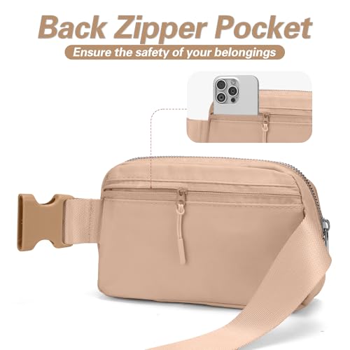 JSJ Mini Fanny Pack for Women & Men,Valentines Day Gifts for Girls Teens Kids Daughter Sister Her,Trendy Stuff Crossbody Bags Cute Everywhere Belt Bags. (Light Brown) - color: Light Brown