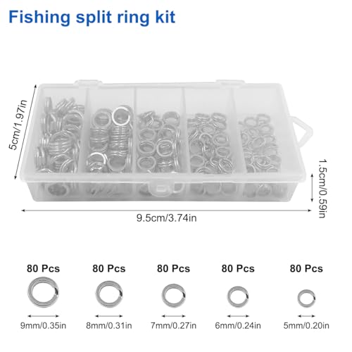 400 PCS High Strength Heavy Stainless Steel 30lb to 95lb Split Ring Lure Connector and 2 PCS Fishing Pliers, Heavy Duty Bait Rings, Tackle Connectors