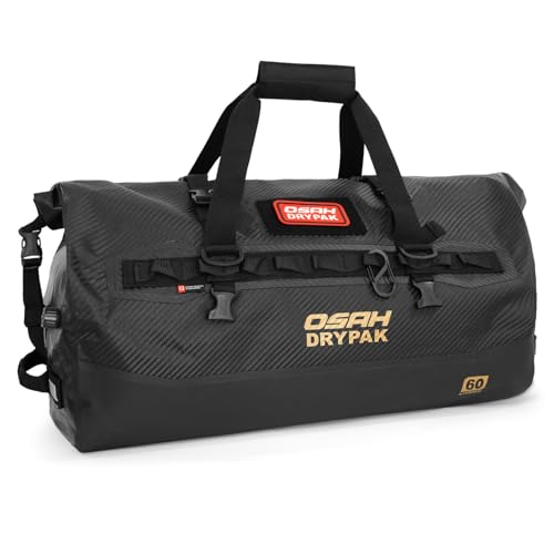OSAH DRYPAK Waterproof Duffel Bag 25L/40L/60L – Heavy-Duty Motorcycle Tail Bag, Roll-Top Dry Bag for Travel, Camping, Boating, Kayaking, Outdoor Adventure - color: CARBON FIBER, size: 60L