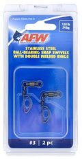 American Fishing Wire Stainless Steel Ball Bearing Snap Swivels with Double Welded Rings - size: 2 pc, #3, 120 lb test, style: 2 Piece
