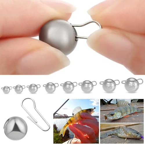 Fpeinc Tungsten Alloy Fishing Weights Sinkers Swivel Ball Sinkers, 5PCS Lead Free Double Ring Sinkers 1g-8g High Stiffness Weights Cannonball Sinkers for Saltwater Fishing - size: 1 gram