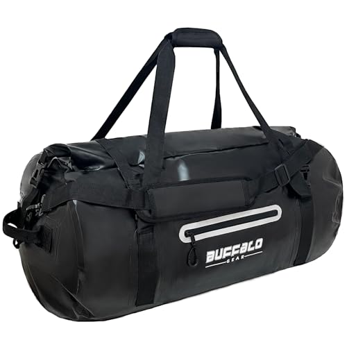 Buffalo Gear Waterproof Duffle Bag 40L 60L 80L Roll-top Dry Bag Heavy Duty Waterproof Duffel Travel Bag for Kayaking Rafting Boating Fishing Camping - color: Black, size: 60L