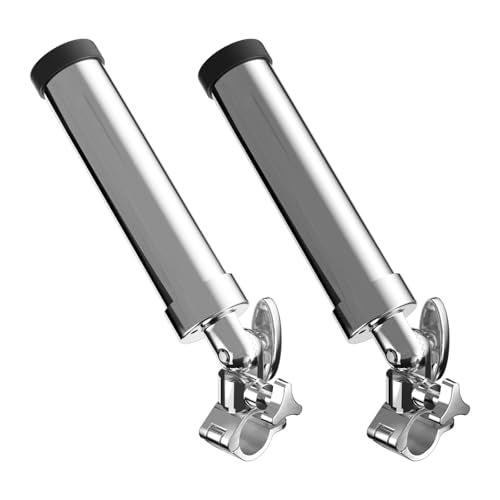 Boat Rod Holders,2 Pack 316 Stainless Steel 360 Degree Rotating Adjustable Clamp on Rail Mount Fishing Pole Rod Holders for 7/8", 1", 1-1/4" Rail