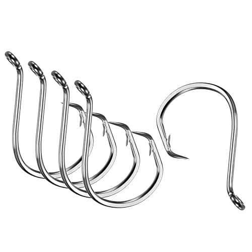 PATIKIL Fishing Circle Hooks Carbon Steel Offset Hook with Barbs for Freshwater Saltwater - size: 31mm/1.22"