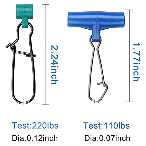 Fishing Line Sinker Slides- 30pcs Stainless Steel Braid Line Sinker Slider with Duo-Lock Snap High-Strength Line Weight Connectors for Saltwater Surf Fishing Rigs Catfishing - style: 2 Colors Mixed-30pcs