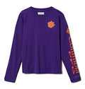 Columbia Kids CLG Terminal Tackle™ Long Sleeve Shirt (Little Kids/Big Kids) - color: Cle - Vivid Purple/Spark Orange, size: XX-Small