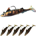 Pristis 6 pcs Sharkita Jig Head Soft Fishing Lures, Plastic Pre-Rigged Paddle Tail Shark Shad Swimbaits, Durable Sinking Worm Bait Set Gear Kit for Saltwater Freshwater Bass Crappie Walleye Trout - color: Puffadder Shyshark