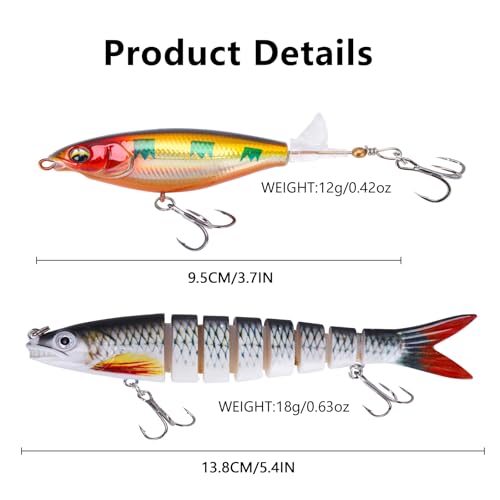 6PCS Swimbait Kit Realistic Bait and Surface Bait with Realistic 3D fisheye and Multi Joint Swimming Movements, Perfect for Saltwater and Freshwater Fishing Kits - color: A-6PCS