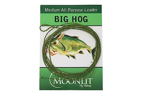 Big HOG Medium All-Purpose Fly Leader - Dries/Streamer/Nymph (Quality USA Made Moonlit Furled Leader) - size: 9-10wt