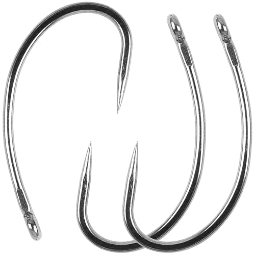 Barbless Fishing Hooks,Carp Curve Shank Crank and Wide Gape Circle Trout Fly Tying Hooks Small Size Circle Hooks for Hair Rig Fishing Tackle Size 2# 4# 6# 8# 10#
