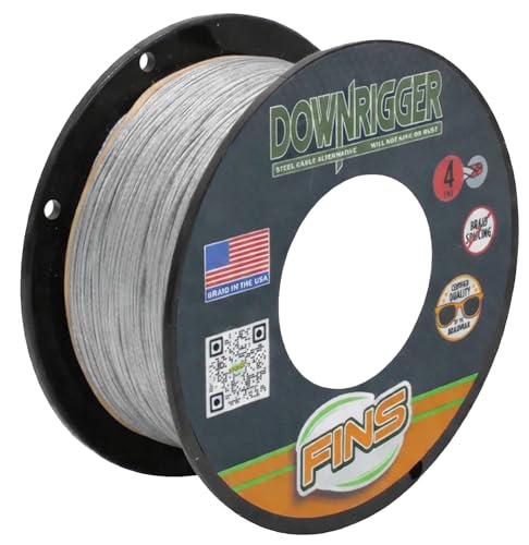 FINS Downrigger Braided Fishing Line, Replaces Steel Cable, Made in USA - size: 200 Yards