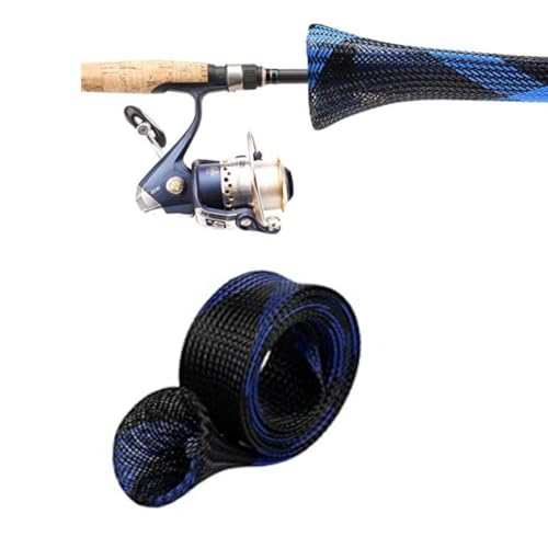 Yontree 6/12 Pack Fishing Rod Sleeve, Fishing Rod Cover Braided Mesh Rod Sleeves Socks, Fishing Pole Sleeve for Spinning/Casting/Sea/Fly Fishing Rod - color: twelve colors