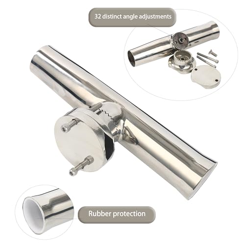 Amarine Made Fishing Rod Holder,Stainless Tournament Style Clamp on Rod Holder,Adjustable Fishing Pole Holder for Rails 1-1/4" to 2"