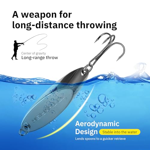THKFISH Fishing Lures Fishing Spoons Lures Trout Lures for Trout Pike bass Crappie Walleye 3.5g(1/8oz) 5.5g(1/5oz) 7.5g(1/4oz) 10.5g(3/8oz) 14.5g(1/2oz) 21.5g(3/4oz) 5pcs - color: Color B-Single Hook, size: 1/8oz 5pcs