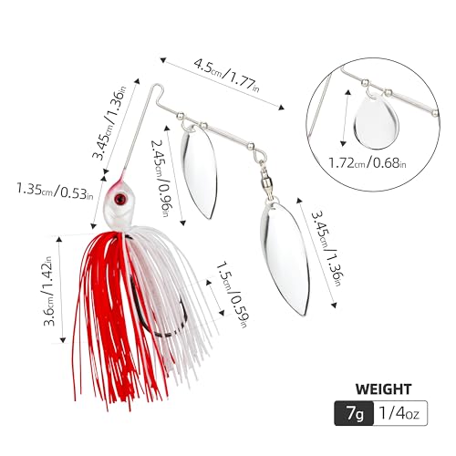 Double Blade Spinnerbaits，5 Pcs Fishing Lures Spinnerbait Kit Buzzbait Spinner Baits - Hard Metal Multicolor Spinnerbaits for Bass, Pike, Trout, Salmon Fishing