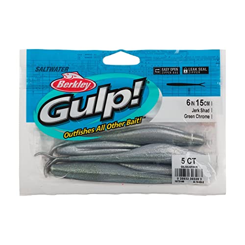 Berkley Gulp! Saltwater Jerk Shad Fishing Soft Bait - color: Green Chrome, size: 6"