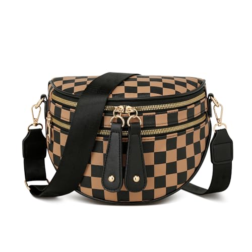 KKXIU Crossbody Sling Bag for Women Trendy Fanny Pack Vegan Leather Chest Bag | Trendy - color: 2-khaki
