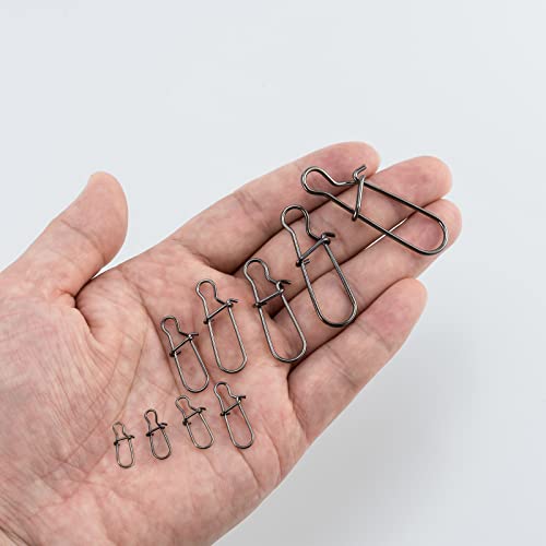 Dr.Fish 100 Pack Duo Lock Fishing Snaps Stainless Steel 26-220LB Lure Snaps Freshwater Saltwater Quick Change Speed Fishing Line Weights Clips - size: #4-77LB-100 Pack