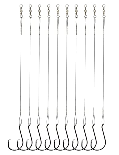 Circle Hooks Rigs Saltwater Steel Leader Wire, 25pcs Heavy Duty Circle Hook with Leader Wire Bass Catfish Fishing Lure Rig - size: 9/0