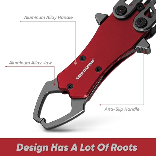 Ashconfish Fish Lip Gripper Pliers - Upgraded Muti-Function Aluminum Alloy Hook Remover and Split Ring Pliers for Fly Fishing, Ice Fishing, Fishing Gear (Silver) - color: Silver