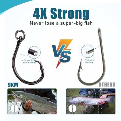 9KM DWLIFE Circle Hooks 4X 25Pcs Strong Corrosion-Resistant High-Carbon Steel Fishing Hooks with Ring for Catfish, Bass Saltwater Circle Hooks - size: 5/0#