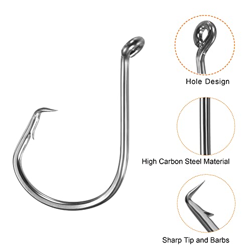 PATIKIL Fishing Circle Hooks Carbon Steel Offset Hook with Barbs for Freshwater Saltwater - size: 34mm/1.34"