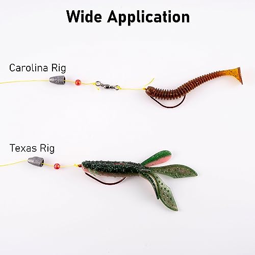 Dr.Fish EWG Hooks Bass Fishing Worm Hooks Extra Wide Gap Freshwater Fishing Carolina/Texas Rig - color: Red, size: #2-100Pack