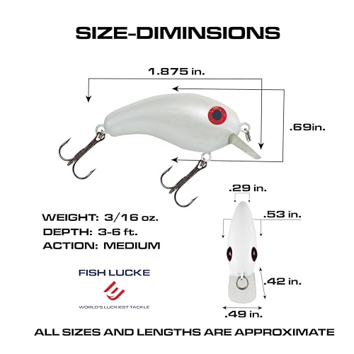 Luck E Strike Crappie Magic Crankbait (2 Inch Crappie Lure) Made in The USA - color: Pearl White