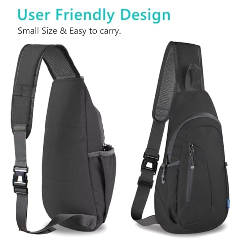 TITECOUGO Small Sling Bag, Lightweight Crossbody Backpack for Men Women, Shoulder Bag for Sports and Outdoor - color: Z1-canvas, Dark Black