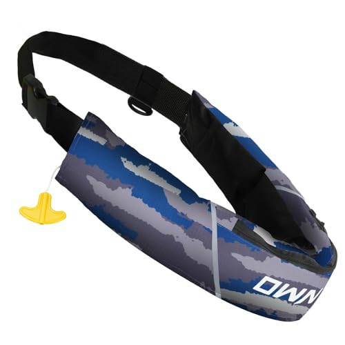 Owntop Manual Inflatable Belt Pack, Adults Swim Jacket with Blowpipe & Whistle, 24g CO2 Cylinder Included, Low Profile for Kayaking, Fishing, Paddle Sports - color: Army Gray, size: One Size