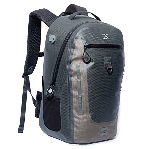 Xelfly Submersipack Waterproof Backpack - Submersible, Inflatable, Floating TPU Coated Durable Nylon Dry Bag with Airtight Zipper for Kayak, Fishing, Boating, Hiking, Paddle Board (Gray Stone, 25L) - color: Gray Stone