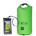 ecox Outdoors Waterproof Dry Bag for Outdoors Activities High Grade 500D PVC Construction Includes Waterproof Phone Case and Side Strap for Easy Carry 20L Green DB20LG
