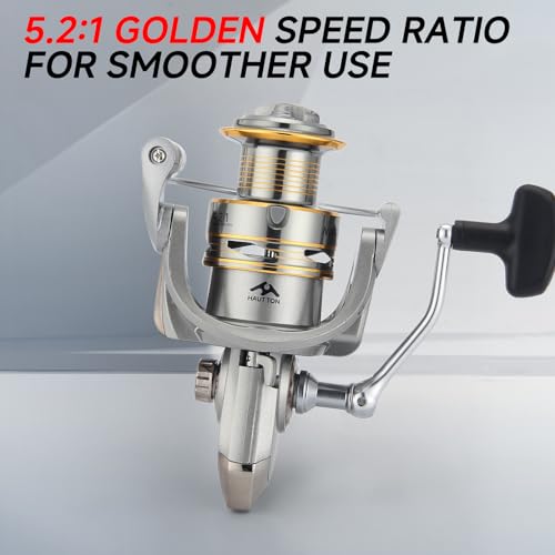 HAUT TON Spinning Reel 8000/9000/10000/12000/14000,6+1BB Metal Surf Fishing Reels,4.8:1 Gear Ratio 55lbs Drag Heavy Long Casting Inshore Saltwater Monster Fish - size: 7000, style: Ht-ngk