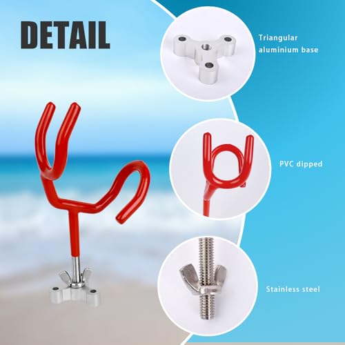 20 Degree Boat Fishing Rod Holder PVC Coated Steel Wire Pole Holders for Boats Anglers - color: Red