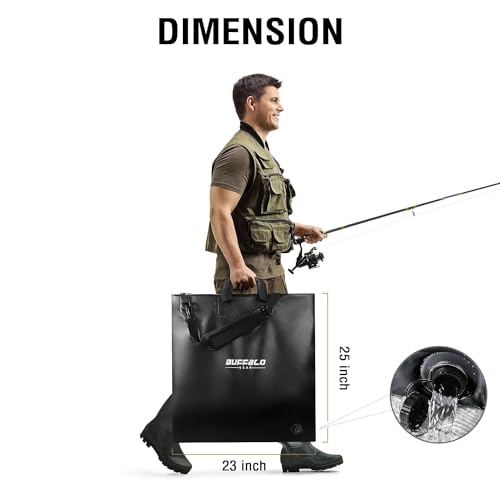 Buffalo Gear Fish Tournament Weigh in Bag for Bass Fishing, Heavy Duty Fish Bag for Caught Fish Waterproof,Leakproof,Puncture Resistant - color: Black-24×25in