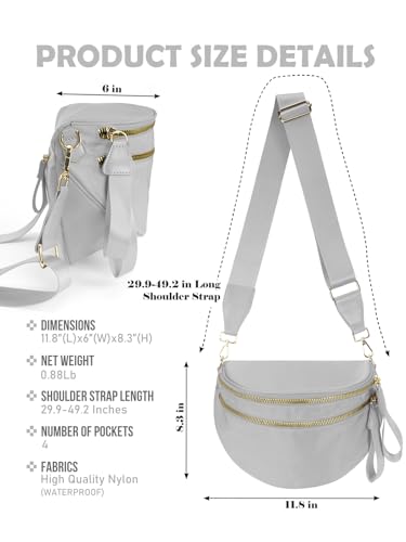 Pure Colour Crossbody Bag Bum Bag for Women,Spacious Purse Fanny Packs Belt Bag,Oversized Bum Bag (Colour Bum Bag-Light Grey) - color: Colour Bum Bag-Light Grey